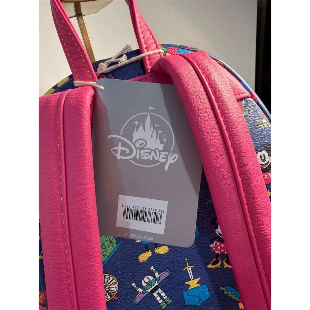 Loungefly 2024 Blue and Pink Mickey Minnie Disney World Design NWT - Picture 6 of 6